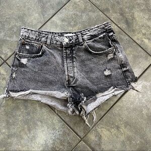 Zara Trafaluc Zara Acid Wash Dark Wash Cut Off Distressed Shorts Sz 8 Summer EUC
